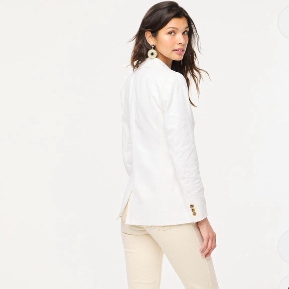 J.Crew Size 2 Petite linen-blend one-button blazer Women’s White - Picture 2 of 13